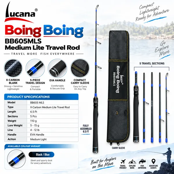 Lucana_Boing_Boing_BB605MLS_Medium_Lite_Spinning_Travel_Rod_—_Black_/_Blue