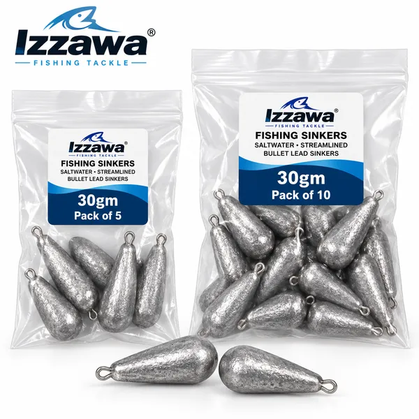 Izzawa_30gm_Streamlined_Bullet_Lead_Fishing_Sinkers
