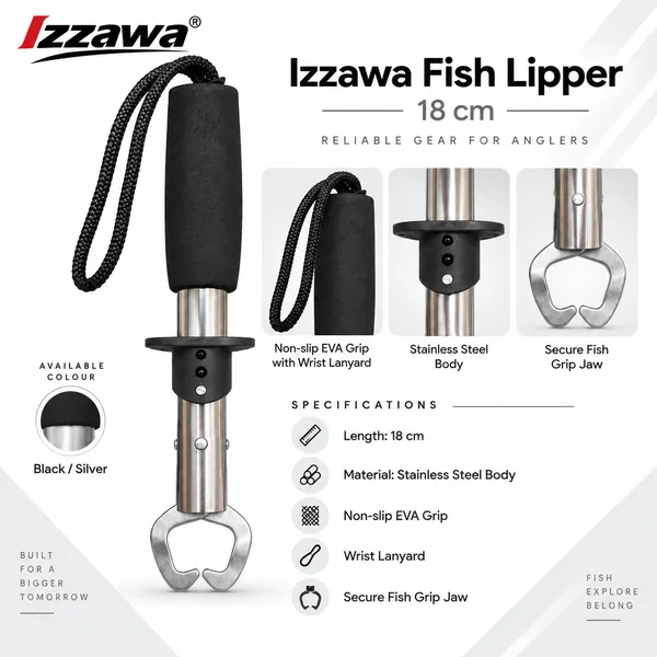 Izzawa_Fish_Lipper_18cm_—_Black_/_Silver