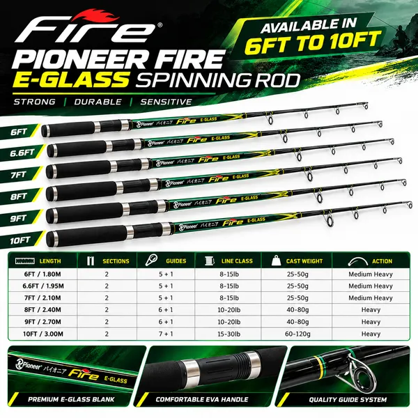 Pioneer_Fire_E-Glass_Spinning_Rod_–_6_Ft_/_6.6_Ft_/_9_Ft_/_10_Ft