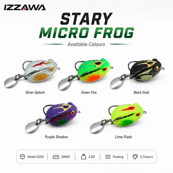 IZZAWA_Stary_Micro_Frog_Lure_30mm_3.2g_-_Lime_Flash_|_Pack_of_1