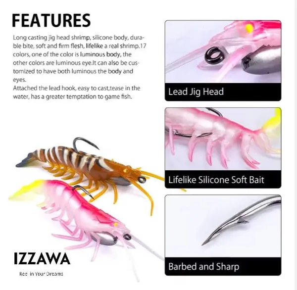 IZZAWA_HuntHouse_Shrimp_Lure_16cm_26.4g_Fire_Tiger_–_GT_Snapper_Barramundi