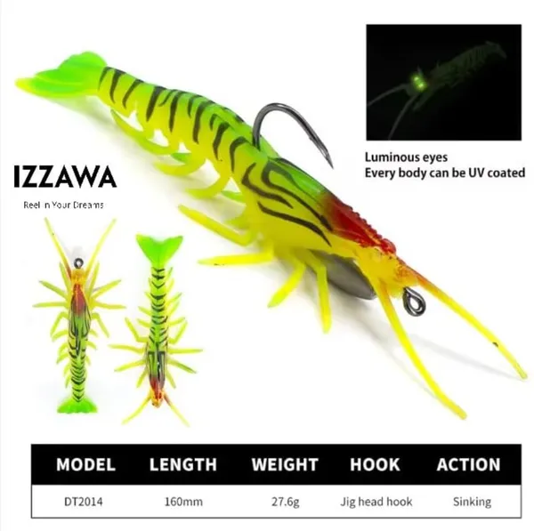 IZZAWA_HuntHouse_Shrimp_Lure_16cm_26.4g_Golden_Tiger_–_GT_Snapper_Barramundi