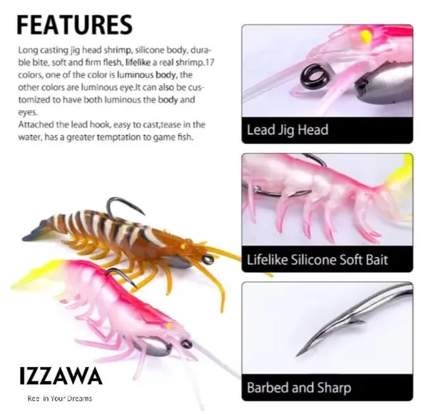 IZZAWA_HuntHouse_Shrimp_Lure_16cm_26.4_Pink_Lagoon_–_GT_Snapper_Barramundi