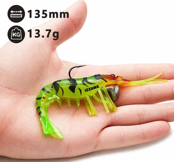 IZZAWA_Shrimp_Lure_13cm_13.7g_Orange_Jelly_–_Barramundi_Snapper_Bait