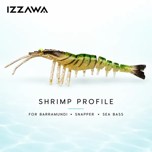 IZZAWA_Shrimp_Lure_13cm_13.7g_Green_Tiger_–_Barramundi_Snapper_Bait