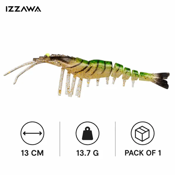 IZZAWA_Shrimp_Lure_13cm_13.7g_Green_Tiger_–_Barramundi_Snapper_Bait
