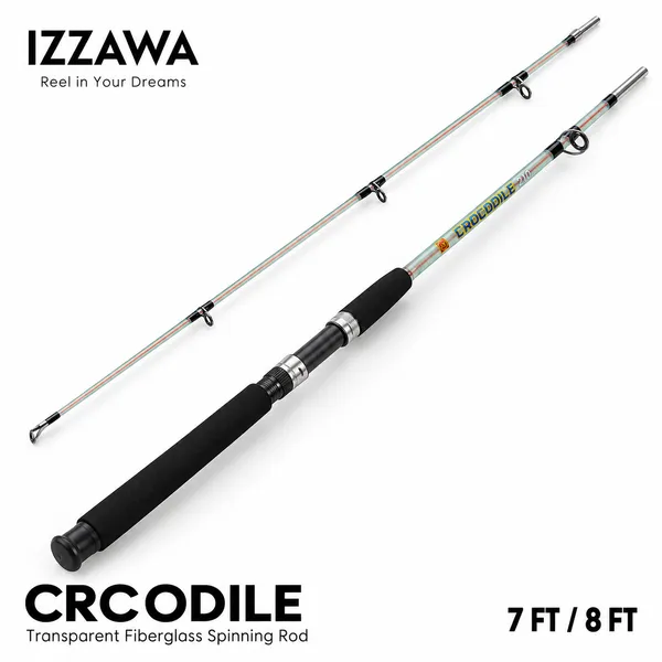 IZZAWA_Crocodile_Spinning_Rod_7ft–8ft_–_Transparent_Fiberglass_for_Freshwater_&_Saltwater