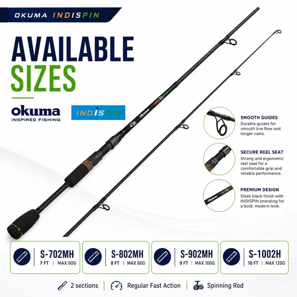 Okuma_IndiSpin_Spinning_Fishing_Rod_7ft_-_10_Ft_Heavy_–_Special_Carbon_2_Piece_Rod
