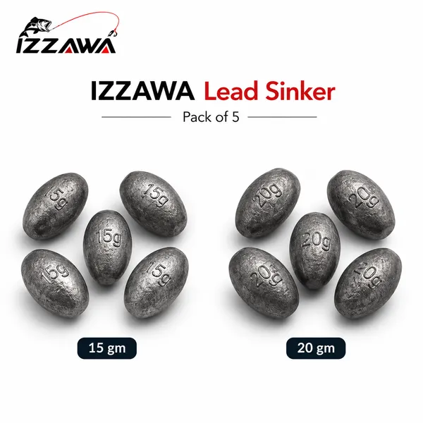 IZZAWA_Lead_Sinker_1gm,_2gm,_3gm,_4gm,_5gm,_15gm_&_20gm_|_Pack_of_5