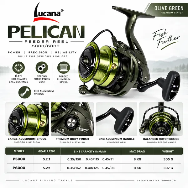 Lucana_Pelican_5000_Spinning_Feeder_Reel_|_8kg_Drag_|_6+1_Bearings