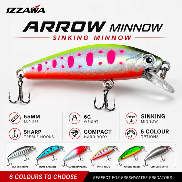 IZZAWA_Arrow_Minnow_Lure_55mm_6g_-_Chrome_Shad_|_Pack_of_1