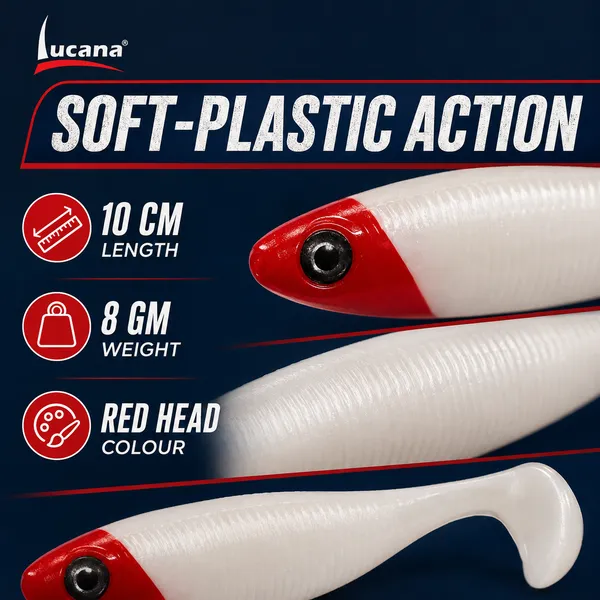 Lucana_Predator_Shade_Soft_Bait_100mm_8g_-_Red_Head_-_Single_Piece