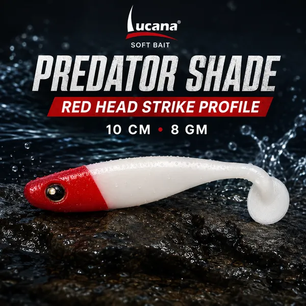 Lucana_Predator_Shade_Soft_Bait_100mm_8g_-_Red_Head_-_Single_Piece