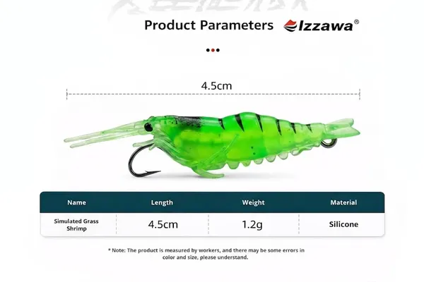 IZZAWA_Micro_Green_Shrimp_10pc_4cm_1.7g_–_Bass_Snapper_Barramundi