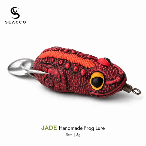 SEACCO_Jade_Handmade_Frog_Lure_5cm_8g_-_Ruby_Red_Orange_Spine_|_Pack_of_1