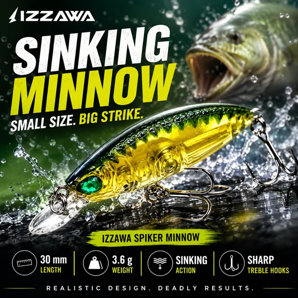 IZZAWA_Spiker_Minnow_Lure_30mm_3.6g_-_Pink_Glow_|_Pack_of_1