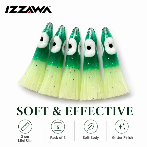 Izzawa_Octopus_Soft_Lure_3cm_-_Green_Glow_-_Pack_of_5