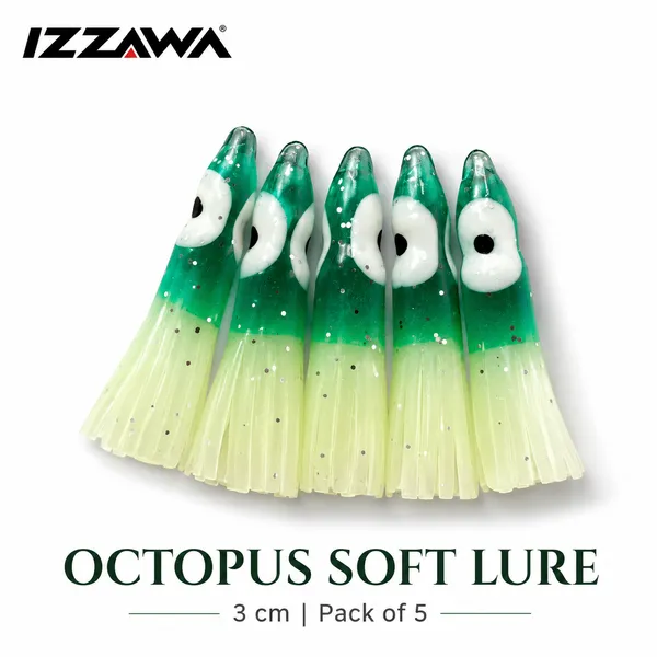Izzawa_Octopus_Soft_Lure_3cm_-_Green_Glow_-_Pack_of_5