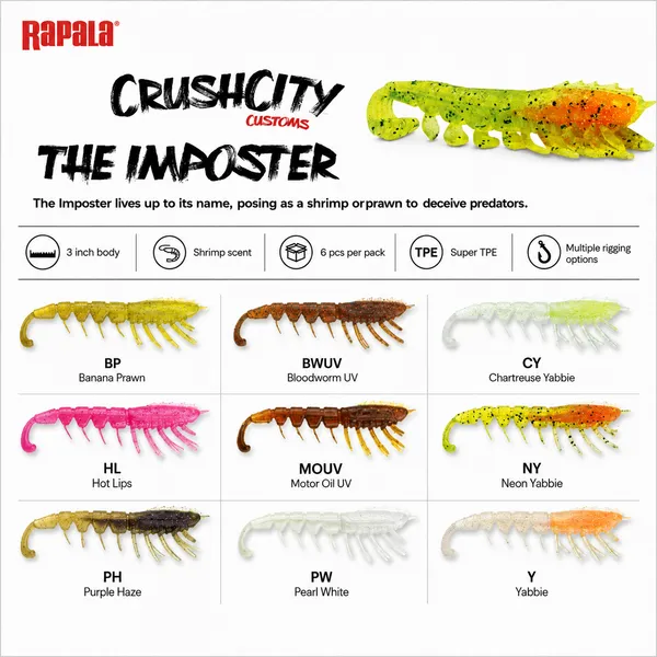 Rapala_CrushCity_Imposter_Shrimp/Prawn_Soft_Plastic_Lure_4.5_Inch