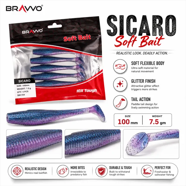 Bravvo_Sicaro_Soft_Lure_100mm_7.5g_-_Blue_Purple_Glitter_-_Single_Piece