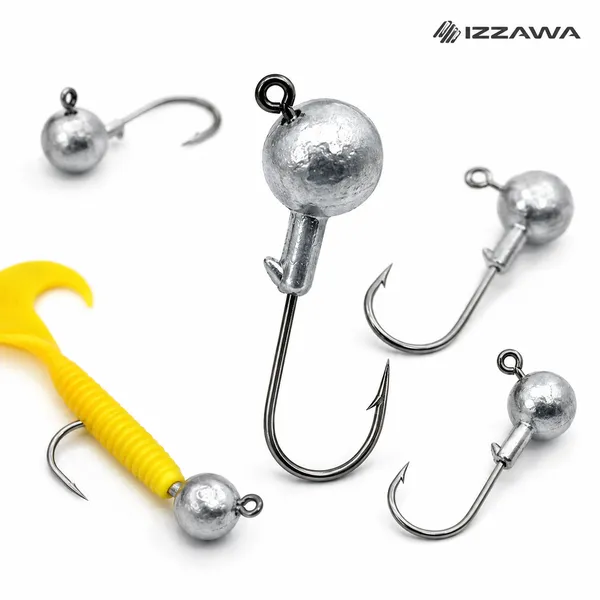 IZZAWA_Round_Jig_Head_Hooks_28g_-_Pack_of_5,_Lead_Head_Jig_Hook_for_Soft_Lures