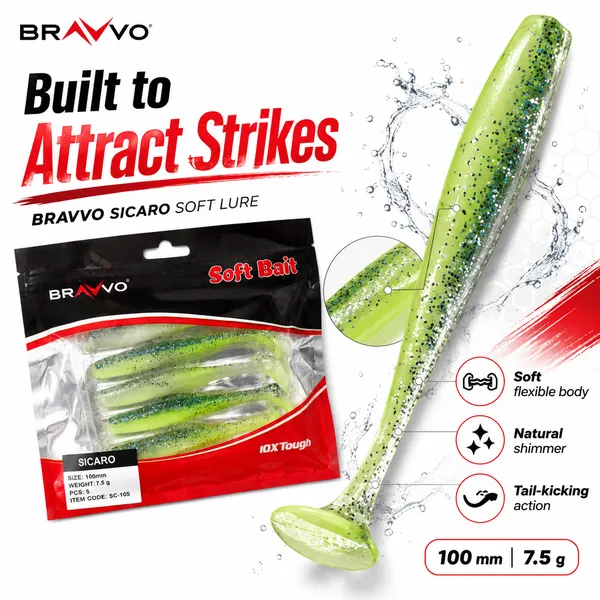 Bravvo_Sicaro_Soft_Lure_100mm_7.5g_-_Green_Glitter_-_Single_Piece