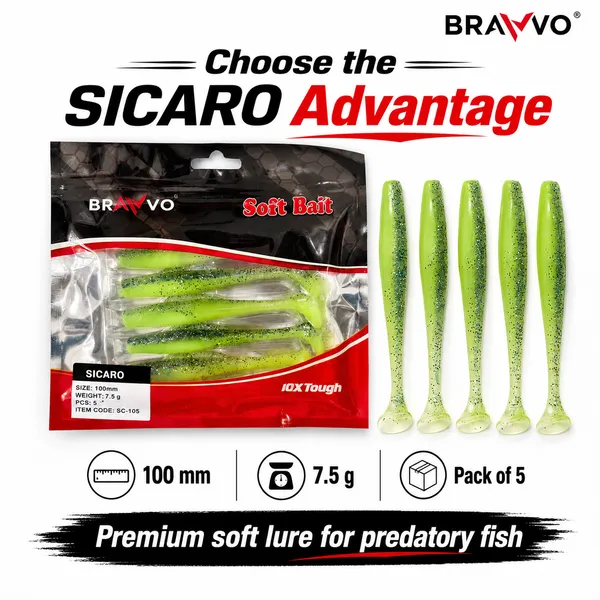Bravvo_Sicaro_Soft_Lure_100mm_7.5g_-_Green_Glitter_-_Single_Piece