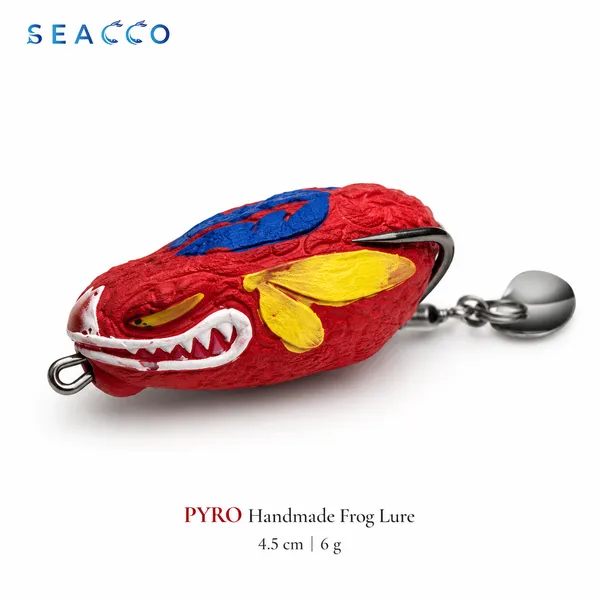 SEACCO_Pyro_Handmade_Frog_Lure_4.5cm_6g_-_Ruby_Red_Yellow_Blue_|_Pack_of_1