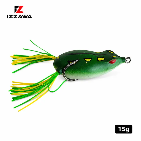 IZZAWA_Super_Frog_Green_with_Black_Yellow_Pattern_Frog_Lure_15g_|_Pack_of_1
