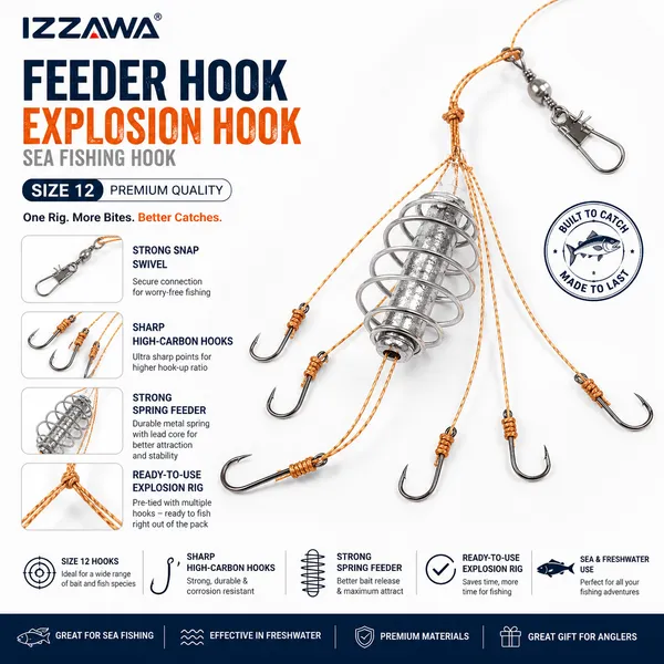 IZZAWA_Feeder_Hook_Sea_Fishing_Hook_Explosion_Hook_-_Size_12