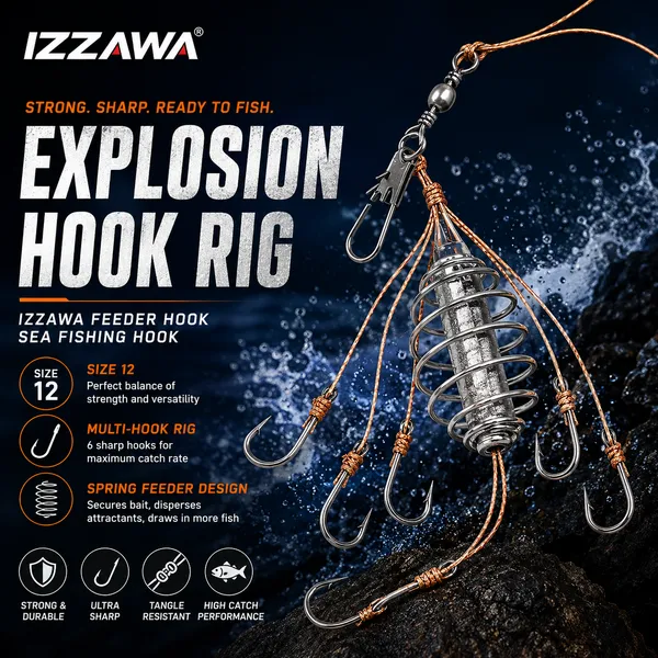 IZZAWA_Feeder_Hook_Sea_Fishing_Hook_Explosion_Hook_-_Size_12