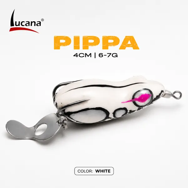 Lucana_Pippa_Handmade_Frog_Lure_4cm_6-7g_|_White_|_Weedless_Topwater_Frog