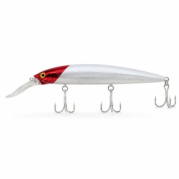 Lucana_Sparrow_132mm_21.8g_Suspending_Minnow_Lure_-_Red_Head_Milk