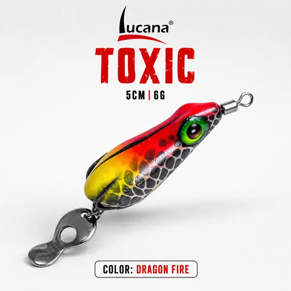 Lucana_Toxic_Handmade_Frog_Lure_5cm_6g_|_Dragon_Fire_|_Weedless_Topwater_Frog