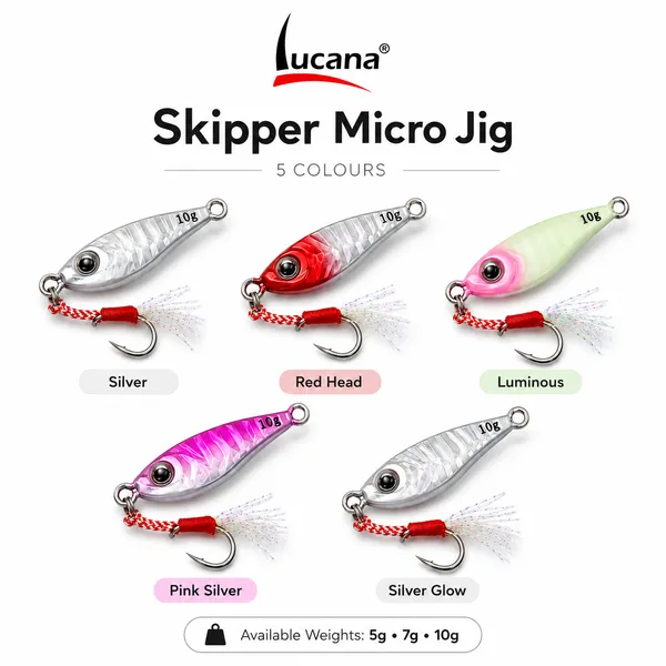 Lucana_Skipper_Micro_Jig_10G_-_Silver_Glow_|_Single_Assist_Hook