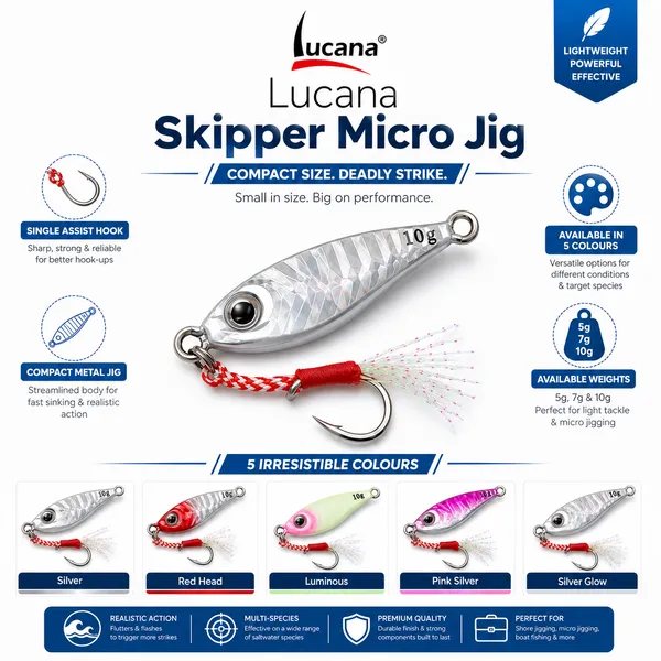 Lucana_Skipper_Micro_Jig_10G_-_Silver_Glow_|_Single_Assist_Hook