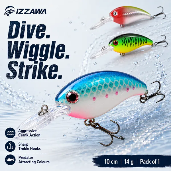 IZZAWA_Crank_Fish_Lure_10cm_14g_-_Red_Head_Silver_|_Pack_of_1
