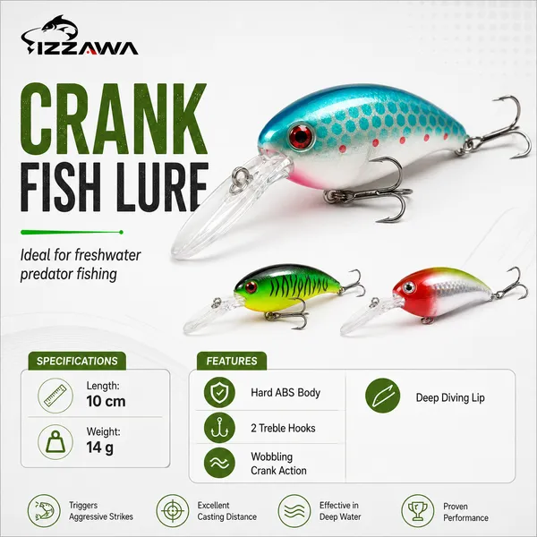 IZZAWA_Crank_Fish_Lure_10cm_14g_-_Red_Head_Silver_|_Pack_of_1