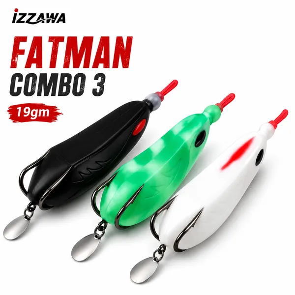 IZZAWA_Fatman_Combo_3_Frog_Lure_Fishing_19g_|_Pack_of_3_Mixed_Colours