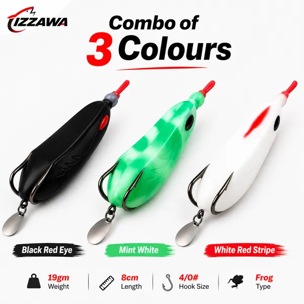 IZZAWA_Fatman_Combo_3_Frog_Lure_Fishing_19g_|_Pack_of_3_Mixed_Colours