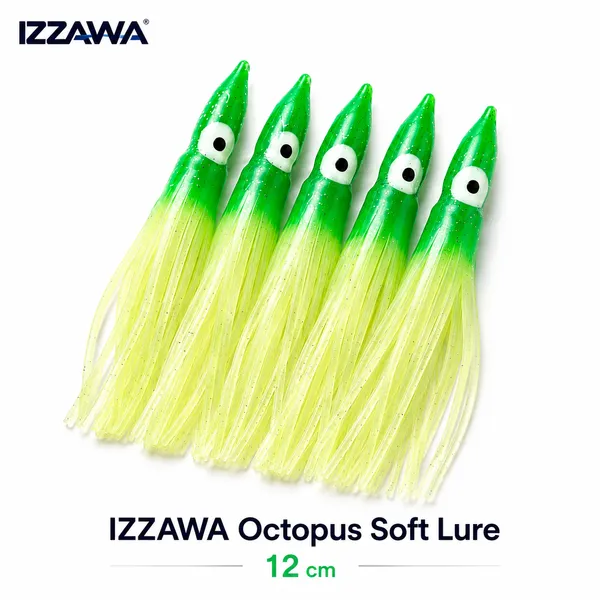 Izzawa_Octopus_Soft_Lure_12cm_-_Green_Glow_-_Pack_of_5