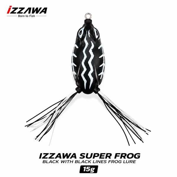 IZZAWA_Super_Frog_Black_with_Black_Lines_Frog_Lure_15g_|_Pack_of_1