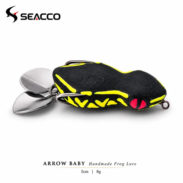 SEACCO_Arrow_Baby_Handmade_Frog_Lure_5cm_8g_-_Black_Chartreuse_|_Pack_of_1