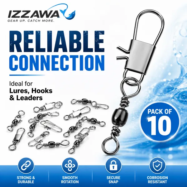 IZZAWA_Fishing_Swivel_with_Snap_-_Pack_of_10