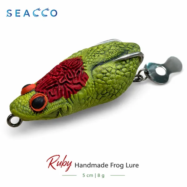 SEACCO_Ruby_Handmade_Frog_Lure_5cm_8g_-_Olive_Red_Crest_|_Pack_of_1