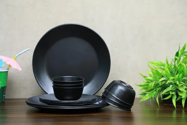 Black_Regular_Melamine_Dinner_Set_Full_Plates_Half_Plates_With_Katoris_Matt_Black_Design_Combo_29