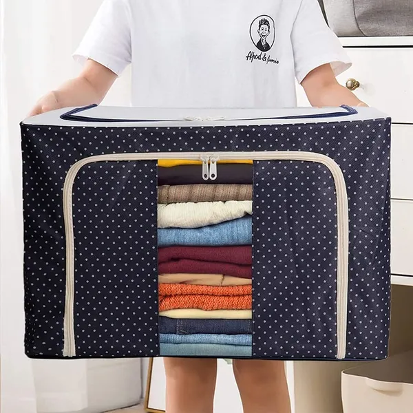 Cloth_Storage_Organizer_Bag_66_Ltr_All_Polka_Blue_With_Window_Folding_Bag_Under_Bed_Closet_Wardrobe_Cloth_Cover_Box_Pack_Of_6