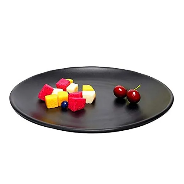 Unbreakable_Melamine_Round_Full_Size_Kitchen_Dinner_Plates_Set_Of_6_Spiral_Black_Design