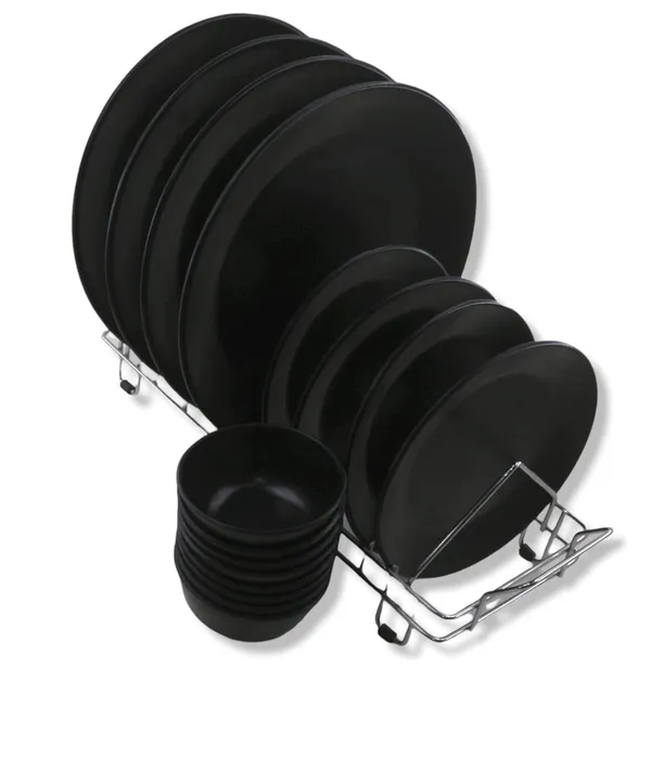 Ospit_Melamine_Dinner_Set_Matt_Black_Pack_Of_16